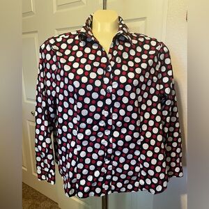 Chico’s Sz 3 | XL 16 Red White Blue Blouse.